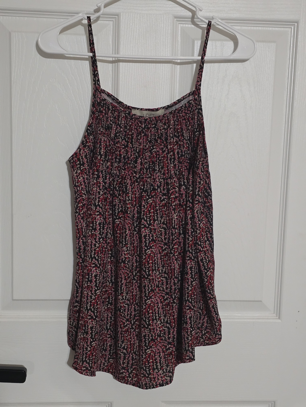 LOFT Black and Pink Floral Spaghetti Strap Camisole